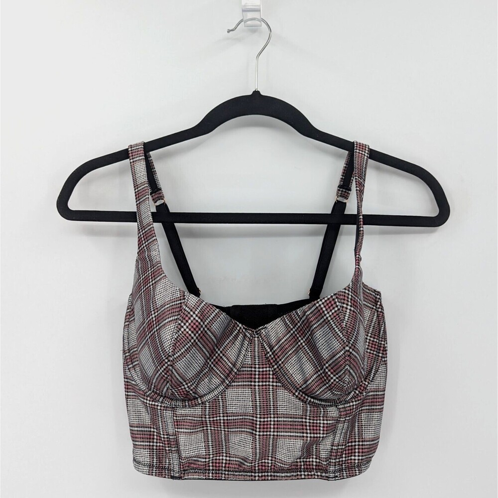 Victoria's Secret Bra Women's 32DD Multicolor Plaid Lined Demi Longline